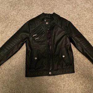Boys Faux Leather Jacket, Size S(8), Black